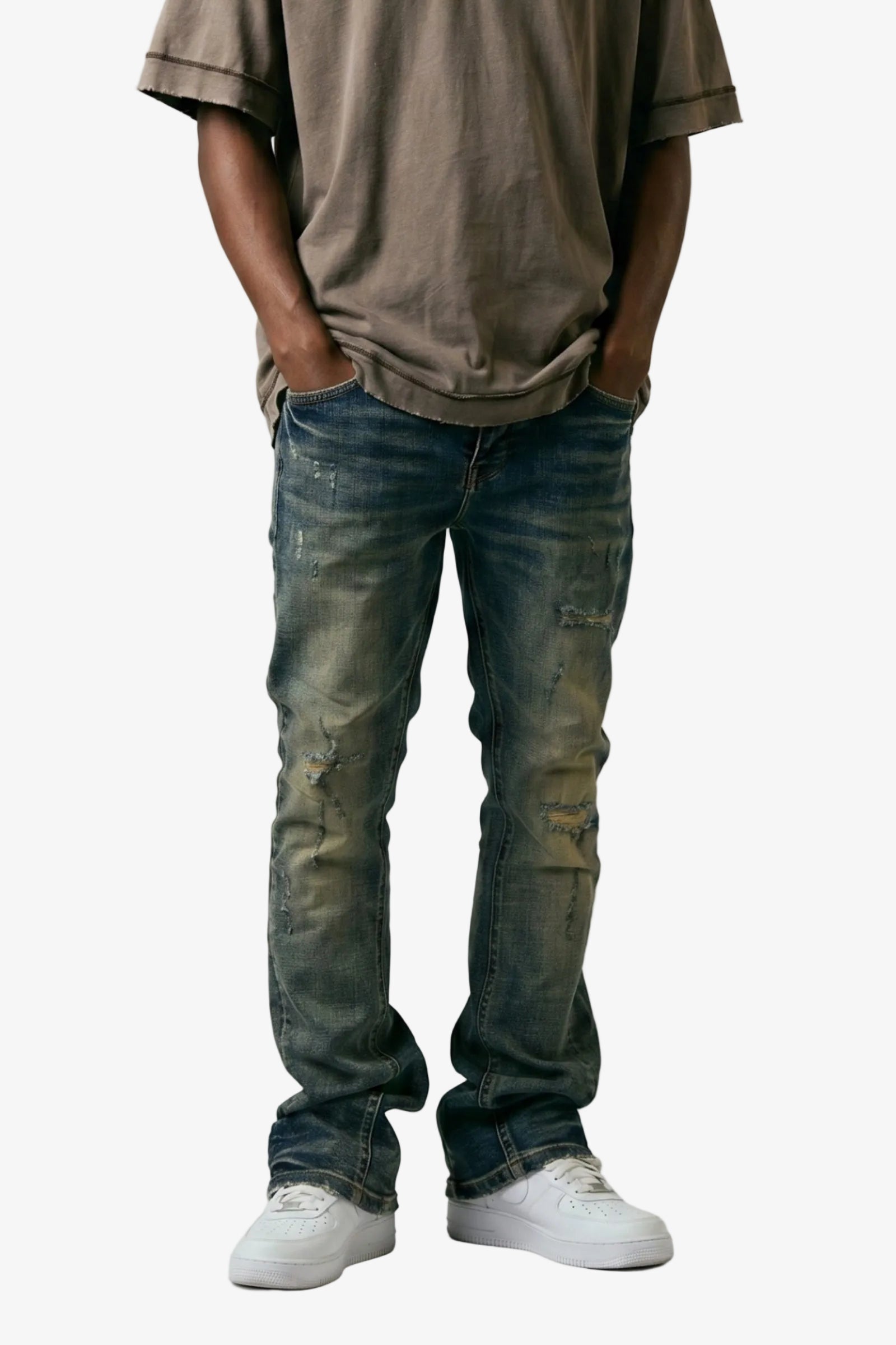 "Reality" Stacked Flare Jeans Blue