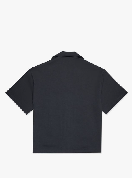 "Santorini" Grey Boxy Button Down Short Sleeve