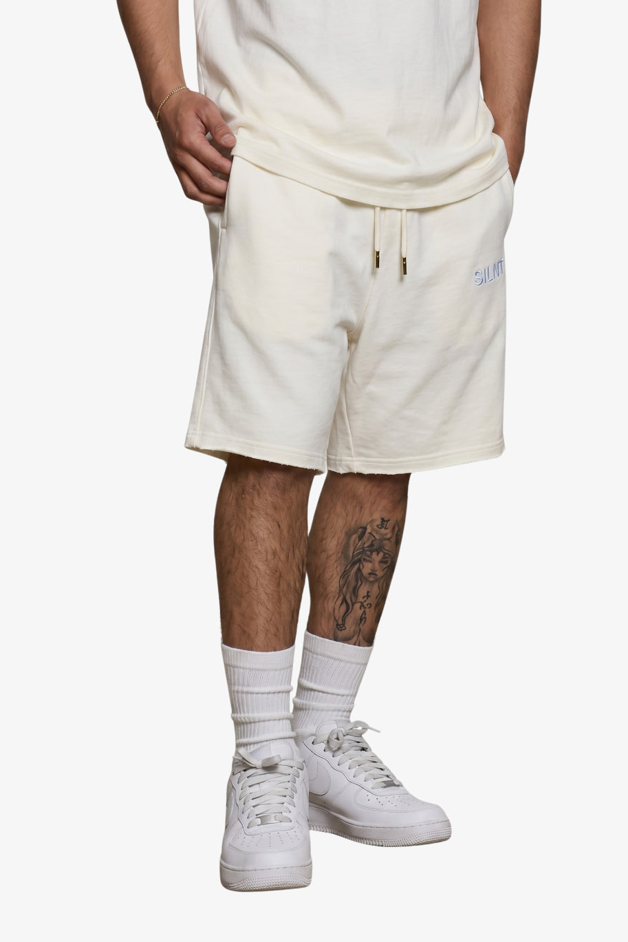 "Faded" Relaxed Shorts - White
