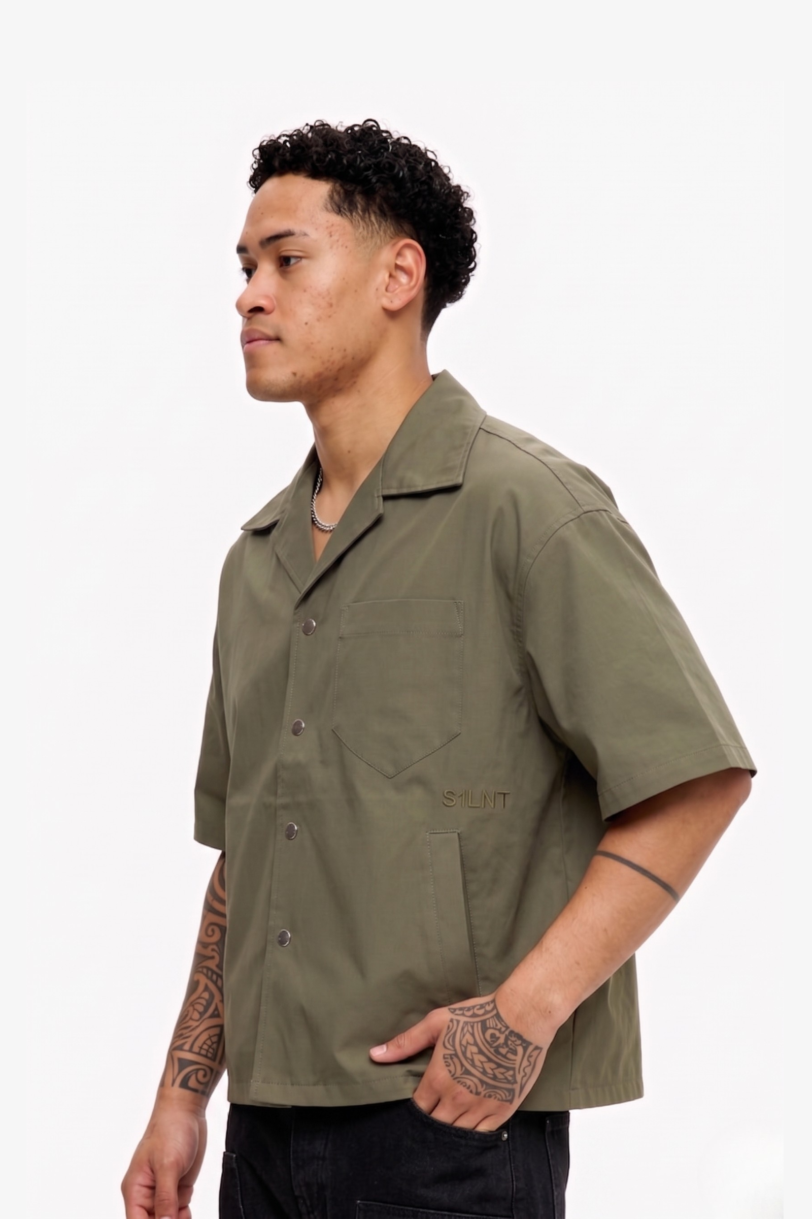 "Meantime" Button Down Shirt Olive