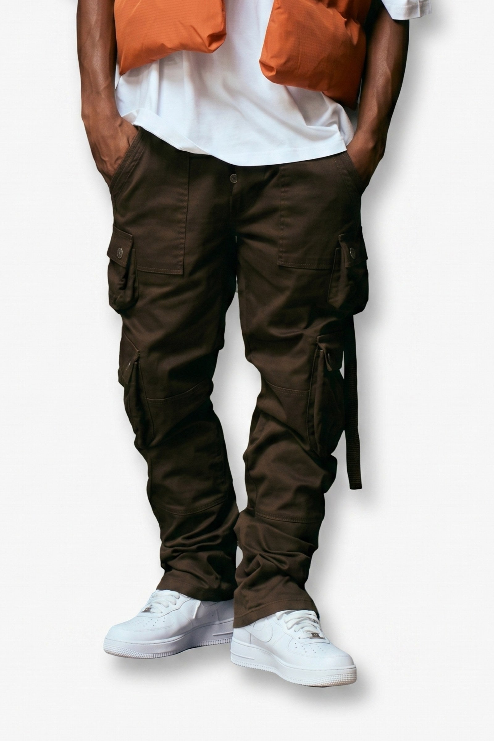"Dual" Skinny Cargo Pants Brown